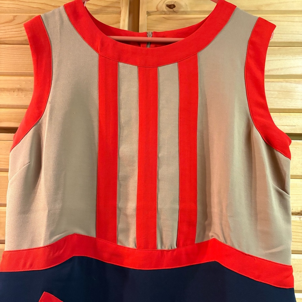 Bea and Dot by ModCloth Mini Sleeveless Dress, Size XL, Navy Red and Tan - Picture 3 of 7
